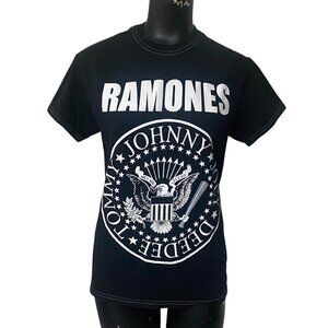 Ramones Band Names Hey Ho T-Shirt in Black Size Small